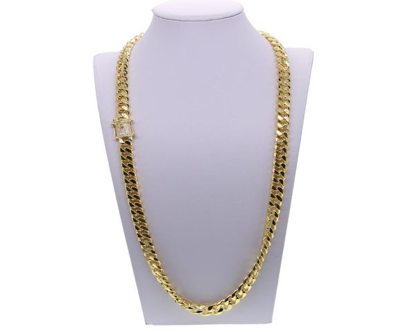 

hip hop cuban chain necklace with cz paved clasp for men jewelry with gold filled long chain cuban necklace mens jewelry7499412, Silver