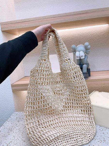 

designer bag women's shoulder bag summer luxury beach bag fashion net hollow woven shopping bag summer straw tote bag large capacity si