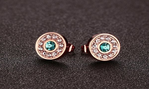 

korean fashion jewelry whole stainless steel stud earrings pave zircon rose gold color tiny charming earrings for women1016266, Golden;silver