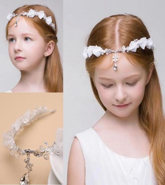 

2018 rhinestone girls head pieces junior bridesmaid bride accessories headband hairwear crystal children hair wedding accessories7441227, White;red