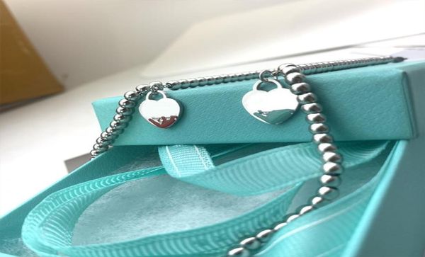 

4mm beaded chain 15mm blue heart bracelets women strands stainless steel couple jewelry gifts for girlfriend accessories red green7126147, Black