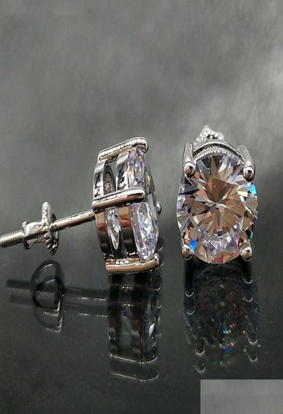 

stud 18k gold hip hop iced out cz zirconia round stud earrings 04 06 08cm for men and women diamond studs rock rapper jewe bded5505749, Golden;silver