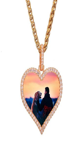 

custom po iced out pendant love heart necklace for men women personalized memory picture hip hop jewelry6982433, Silver