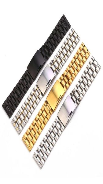 

1 piece s menwomen soild stainless steel watch bracelet watchband 18mm 20mm 22mm 24mm with smooth head different colors1503288, Black;brown