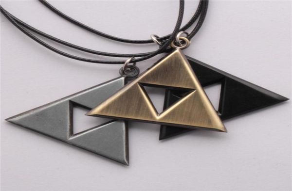 

the legend of zelda triangle logo pendant necklace for men jewelry with leather rope size4545cm blister package5395094, Silver