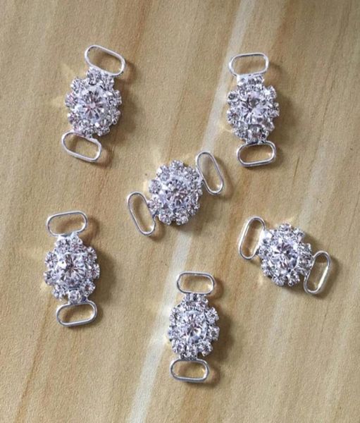 

cjsir 20pcs clear crystal rhinestone bikini connectors metal buckle with 15mm button for swimming wear bikini decors8083312, Black