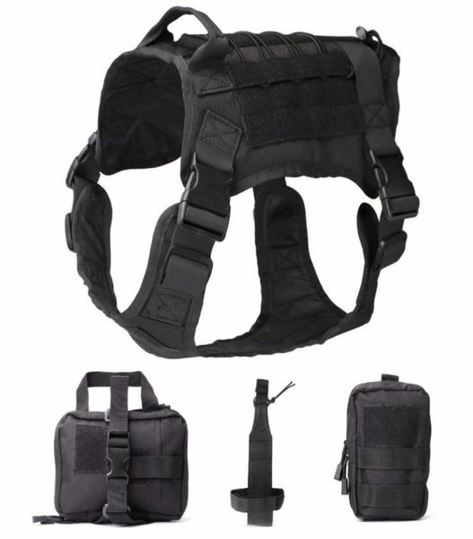 

tactical k9 service dog modular harness dog vest hunting molle vests with pouches bag and water bottle carrier bag8656521, Camo;black
