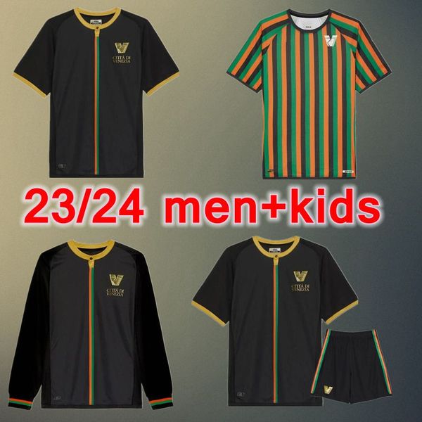 

23 24 venezia fc soccer jerseys kids kit busio redan novakovich maglia venice 2023 2024 football shirts uniforms home black away white johns, Black;yellow