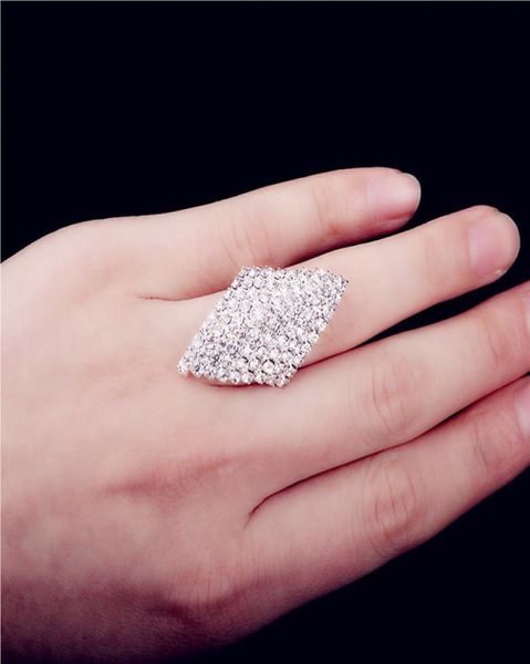 

imixbox rhombus austra crystal ring 925 silver ring cz rhinestone bridal engagement adjustable size6748458