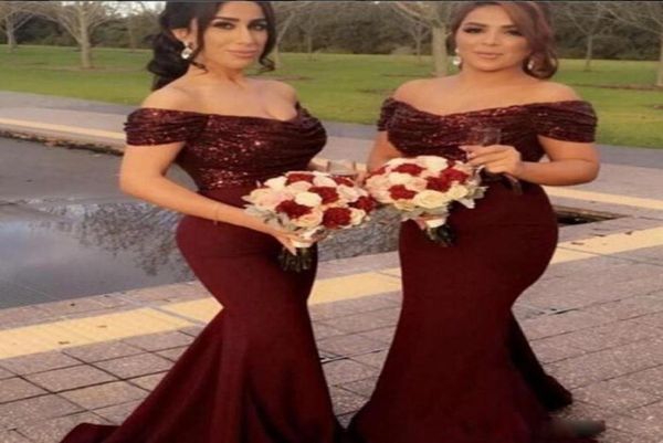 

vneck off shoulder mermaid bridesmaid dresses sparkly sweetheart sequined maid of honor dresses stunning wedding party gowns9046280, White;pink