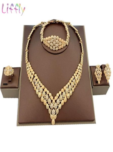

liffly jewelry sets nigerian beads bridal wedding african costume dubai gold neckace for women jewelry set9389633, Silver