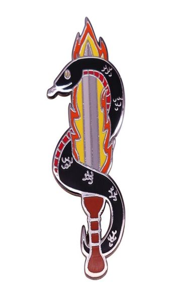 

good omens enamel pin brooch crowley angel demon snake sword badge funny tv series jewelry6007789, Blue