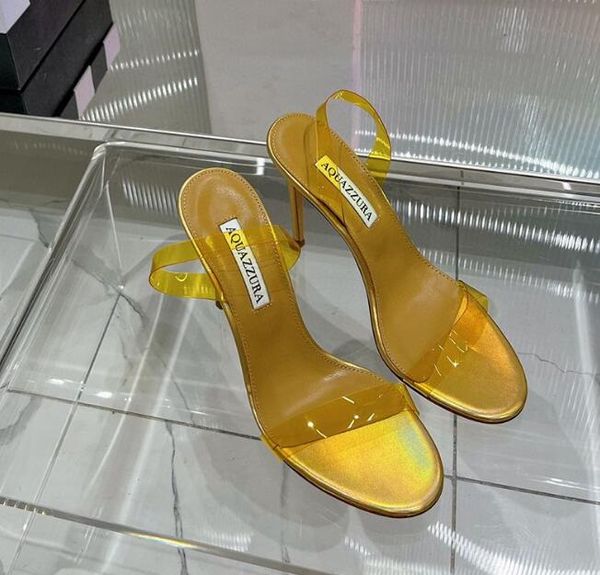

aquazzura stiletto sandals olie metallic sandals clear pvc open toe cross shoes women luxury evening women's luxury designer sandals we, Black