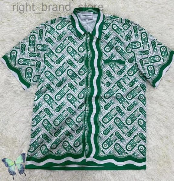 

casual hawaiian full print green short sleeve shirt w22081304434810, White;black