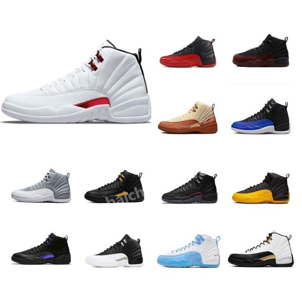 

12s mens basketball shoes jumpman 12 brilliant orange fieled purple golf the master reverse flu game black royal blue men designer sports tr, White;red