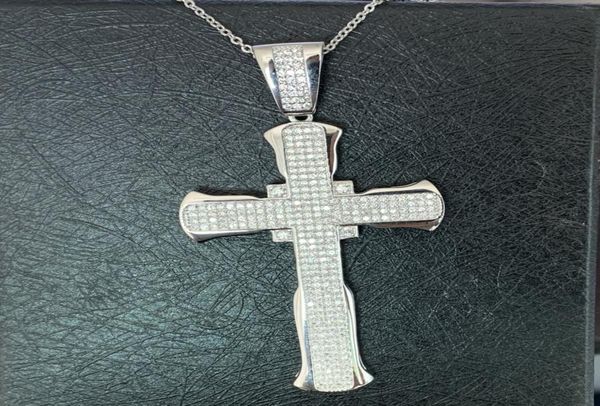 

hip hop choucong new arrival luxury jewelry real 925 sterling silver cross pendant white sapphire cz diamond wedding necklace for 7873173
