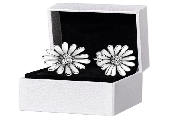 

925 sterling silver pave daisy stud earring original box set for p women party earrings9549279, Golden;silver