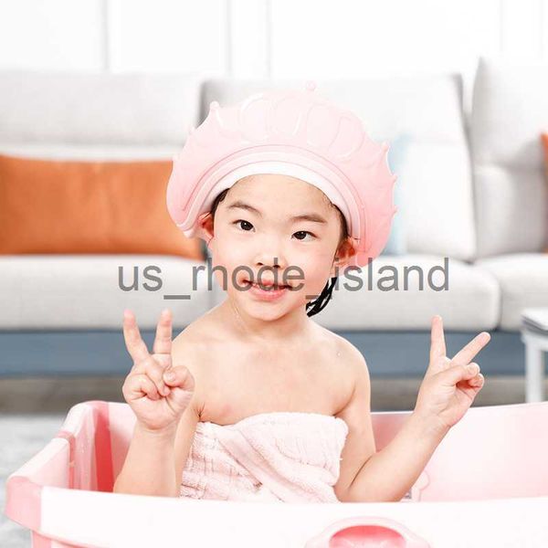 

shower caps new baby shower soft cap adjustable hair wash hat baby kids ear protection safe children kids shampoo shield bath head cover x07