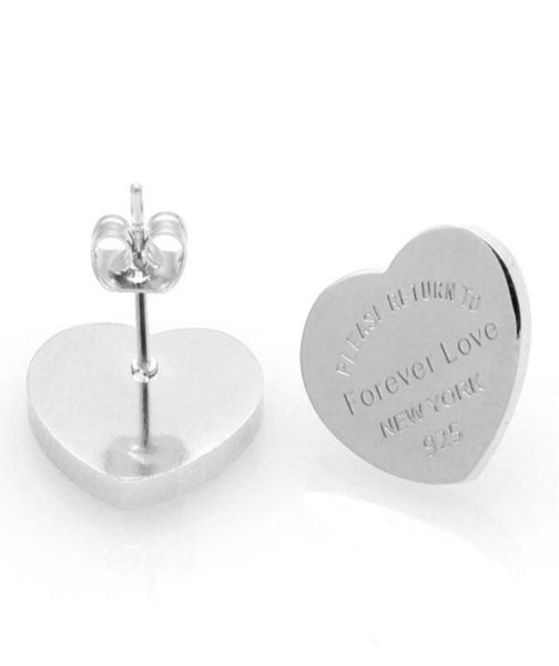 

whole forever love design women stud stainless jewelry please turn to heart charms 10mm 14mm earring silver gold rose7164087, Golden;silver