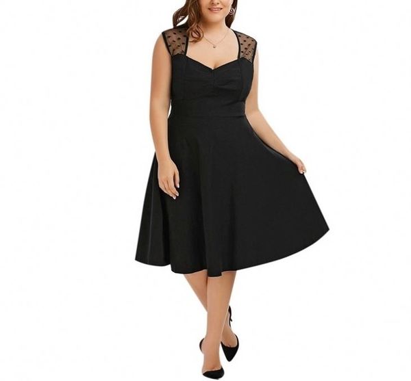 

summer elegant plus size sleeveless black midi dresses for fat women