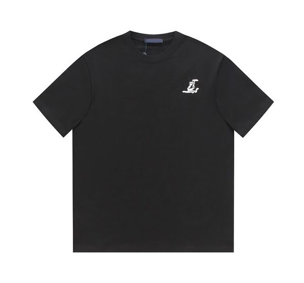 

2023ss spring and summer new high grade cotton printing short sleeve round neck panel tshirt size m-l-xl--xxxl color black white 522x44, Black;brown