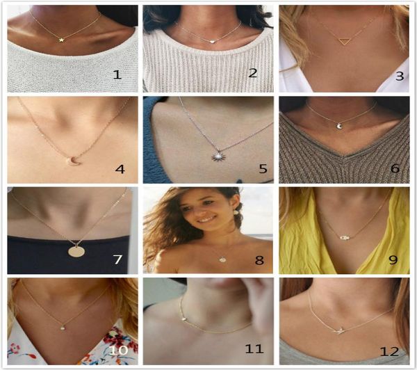 

womens pendant necklaces mixed lot 24 styles gold silver plated chokers necklaces retail package3074491, Golden;silver