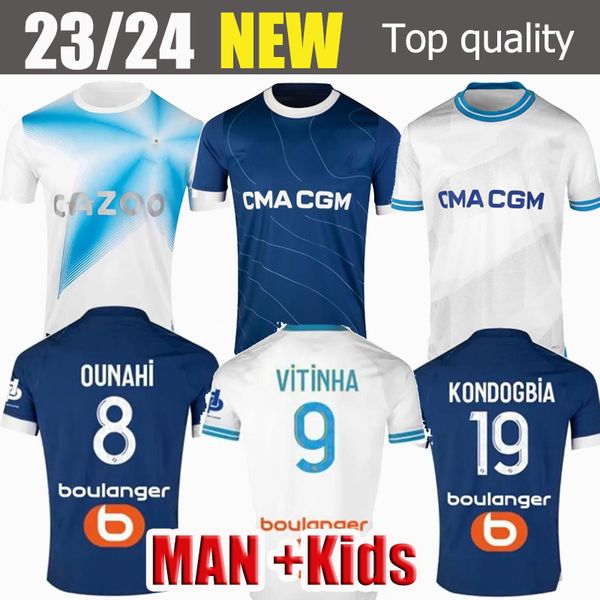 

maillot foot 23 24 marseilles alexis soccer jerseys cuisance guendouzi payet clauss football shirts men kids kit 2023 2024 veretout under nu, Black;yellow