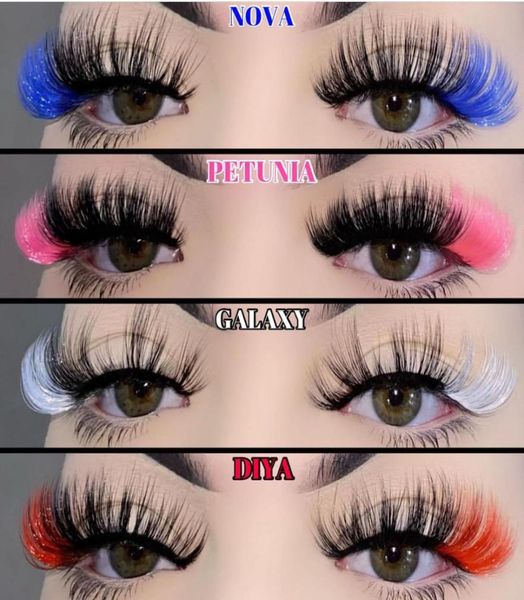 

3d mink eyelash colorful 100 mink lashes mix color pink blue red white false eyelashes fluffy soft cilias vendor6758824