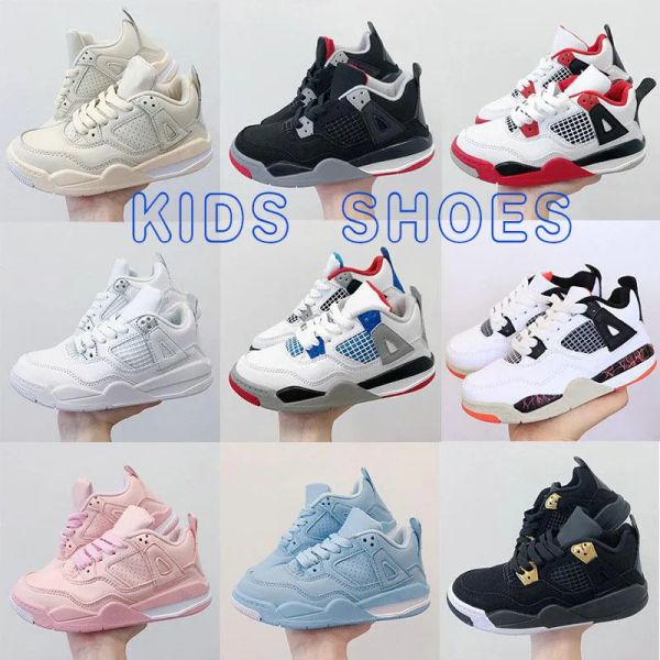 

jumpman 4 kids basketball shoes for salt chicago black red 4s infant boy girl sneaker toddlers fashion baby trainers children footwear athle