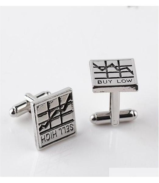

buy low sell high square business trader gift men french cufflinks for men cuff botton 8 hgvdr3543523, Silver