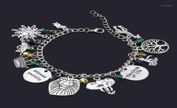 

charm bracelets anime the lion king bracelet simba tree of life elephant pendant bangles for women girls fashion jewelry gift19765480, Golden;silver