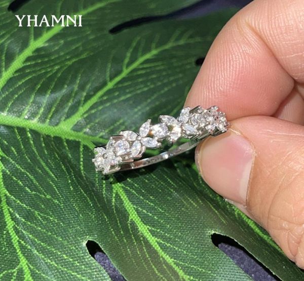 

yhamni flower design silver 925 ring 2021 new fashion micro paved ovalround clear 5a zircon rings for women girl gift jewelry r912955115, Slivery;golden