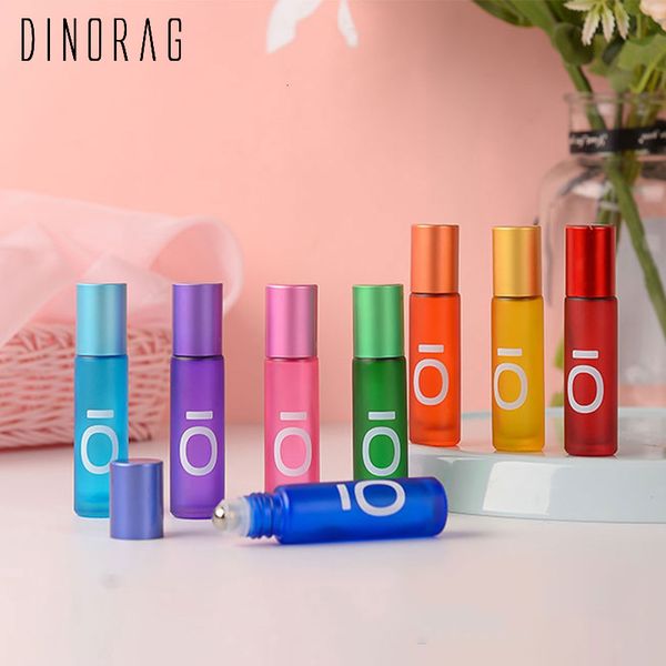 

perfume bottle 5ml/10ml glass spray bottle essential oil bottle roll ball diy perfume dropper bottle matte 8 color empty bottles wholesale 2