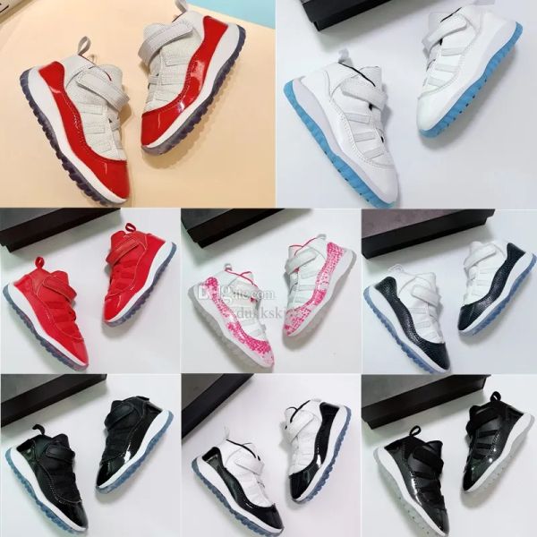 

cherry 11 jumpman 11s little boys basketball shoe kids shoes preprimary children designer mid sneaker baby kid toddler infants sports grey t, Black