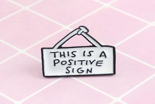 

sign this is a positive sign special personality tide new brooch creative cartoon lapel denim badge pins5178209, Gray