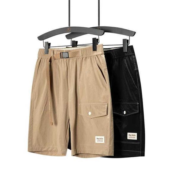 

boys' trendy work shorts, men's ice silk pants, loose and casual trend, versatile street 5/5 pants340q05qw, Black