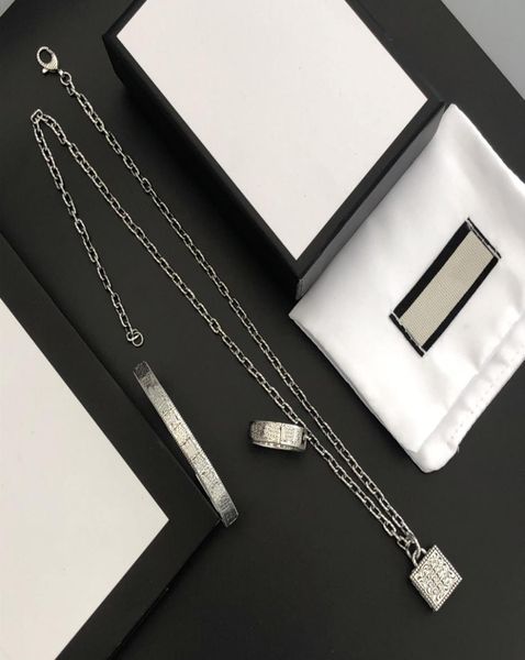 

retro classic bracelet necklace rings suit man woman chain bracelets necklaces jewelry simplicity fashion temperament acces9879494, Black