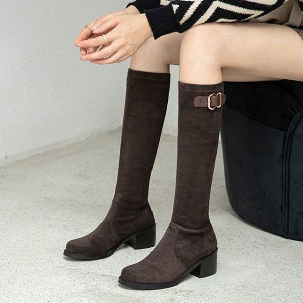 

boots large size women's long boots spring and autumn women's high boots elastic boots fashion single boots thin leg boots women&#, Black