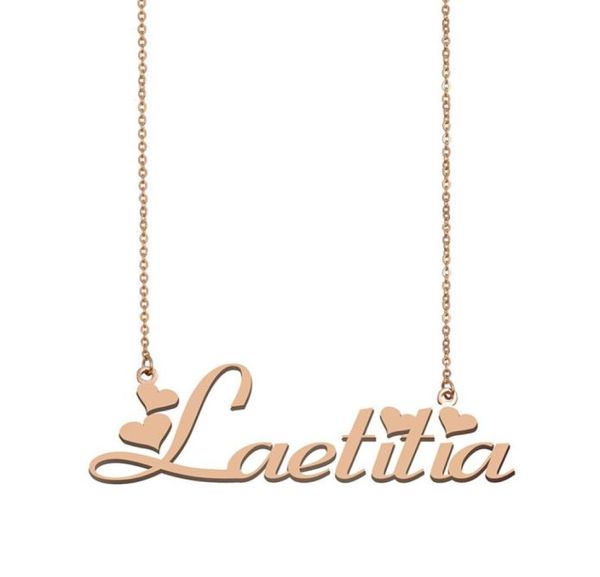 

laetitia name necklaces pendant custom personalized for women girls children friends mothers gifts 18k gold plated stainless 1118484, Silver