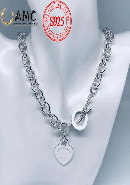 

amc 925 sterling silver necklace love heart elegant fashion thick chain noble jewelry wholesale2884540