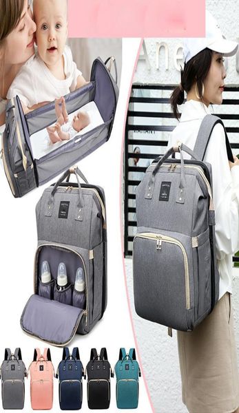 

large capacity diaper bag mummy birthing backpack travel portable shoulder multifunction fold bed bags waterproof stylish pack lj22207312