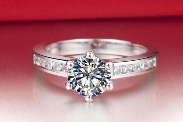 

fast 1 ct sona synthetic diamond star 925 sterling silver wedding ring 18k white gold plated whole ring for wome2447603, Slivery;golden