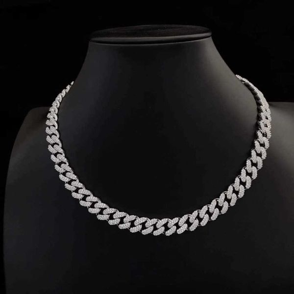 

pendant necklaces iced out hip pop 10mm mens sterling silver cuban link necklace vvs moissanite cuban diamond chain