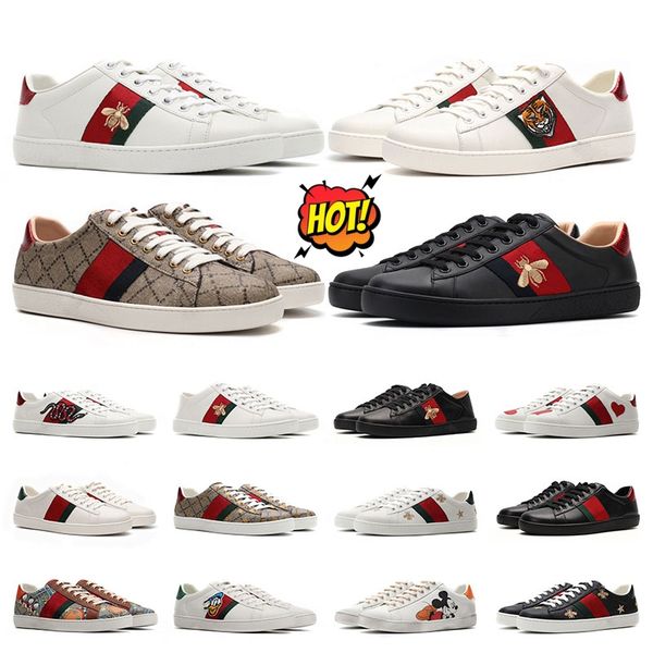 

bee ace casual shoes chaussures low leather bees stripes shoe walking snake embroidery sports mens women luxury scarp red green gold loafers, Black