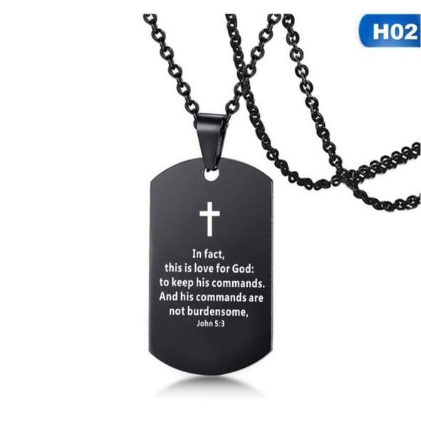 

bible verse necklace cross stainless steel mens necklace dog tag pendant religious jewelry black for chris sqckwx queen662458273, Silver