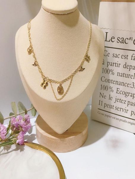 

18k gold plated stainless steel necklaces choker chain letter lock pendant statement fashion womens necklace wedding jewelry acces4304211, Silver