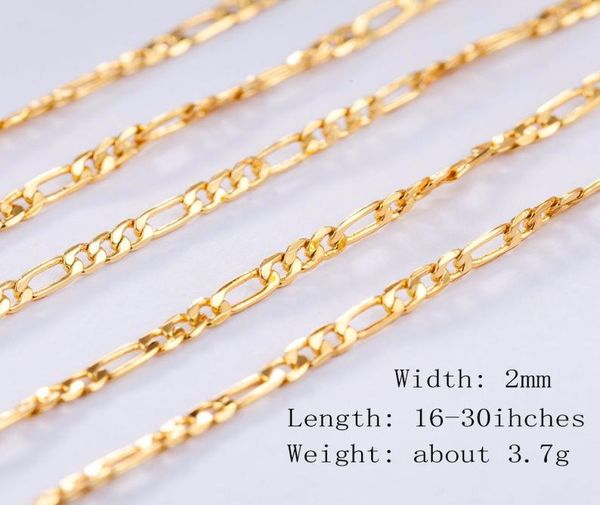 

2mm figaro chain gold plated necklaces for men women 31 flat design figaro jewelry fashion diy accesories gifts 16 1830 inches6583507, Silver