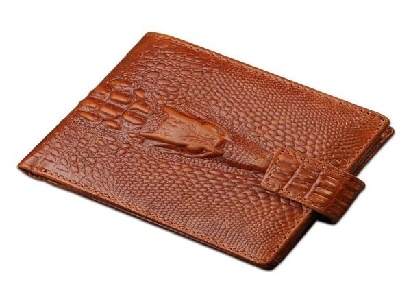 

baellerry mens genuine leather short section dark button money clip purse wallet crocodile pattern7441174, Black