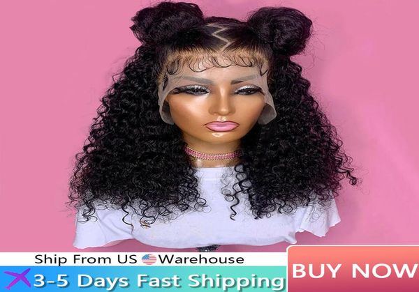 

closure amp short curly front human hair for black women brazilian bob 13x4 pre plucked deep water wave lace frontal wig8507788