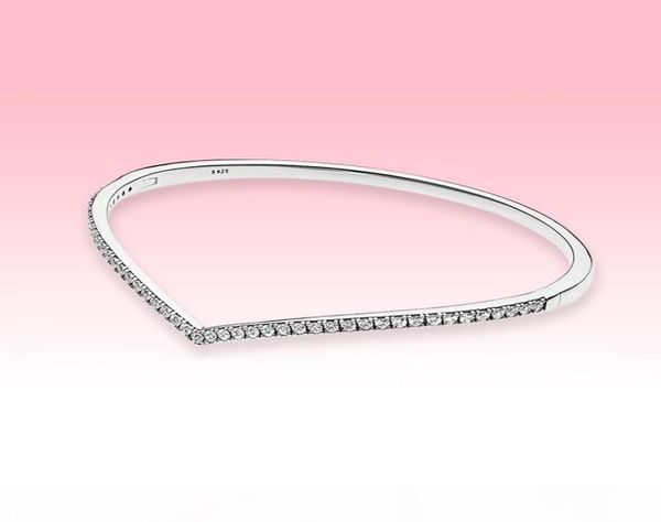 

women wedding bracelet 935 sterling silver cz diamond jewelry for sparkling wishbone bangle bracelets with original box9707593, Black
